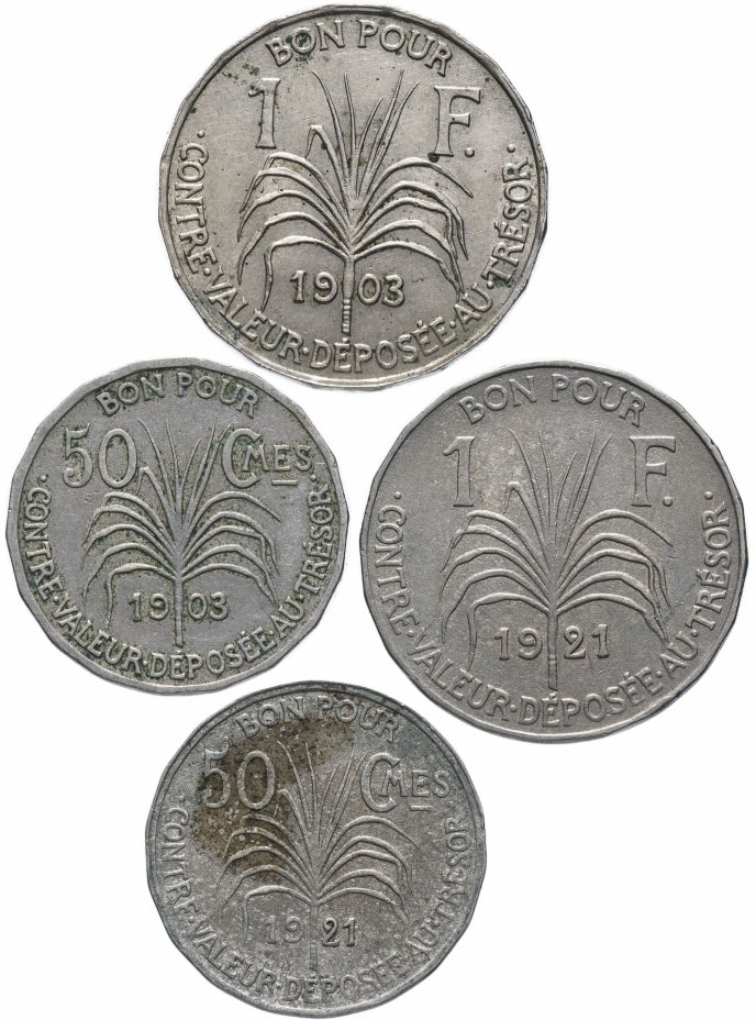 купить Гваделупа полный набор для обращения 1903-1921 годов (4 штуки, VF)