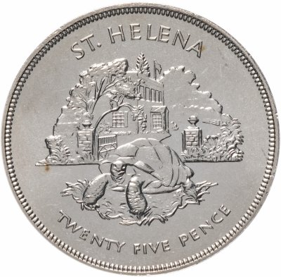 купить Остров Святой Елены 25 пенсов (pence) 1977 "25-я годовщина вступления на престол королевы Елизаветы II (гигантская черепаха")