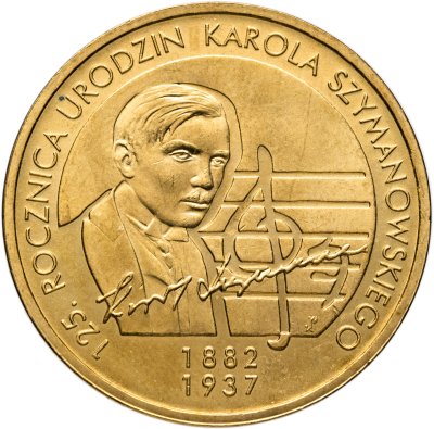 купить Польша 2 злотых 2007 "125 лет со дня рождения Кароля Шимановского"
