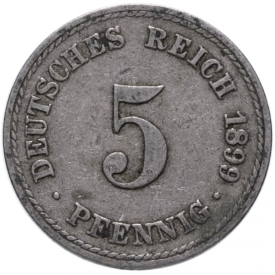 купить Германия 5 рейх пфеннигов 1899 "A"