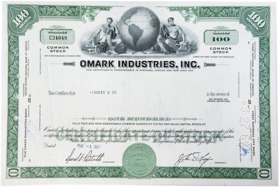 купить Акция США OMARK INDUSTRIES, INC. 1967