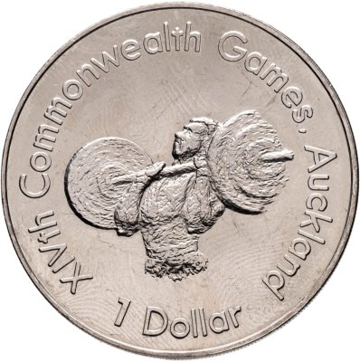 купить Новая Зеландия 1 доллар (dollar) 1989 "XIV Игры Содружества 1990 - Штангист"