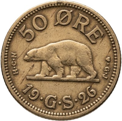 купить Дания, Гренландия 50 эре (ore) 1926