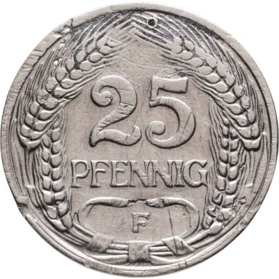 купить Германия 25 пфеннигов (pfennig) 1912 F знак монетного двора: "F" - Штутгарт
