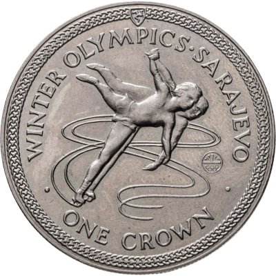 купить Остров Мэн 1 крона (crown) 1984 "XIV зимние Олимпийские Игры, Сараево 1984"