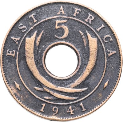 купить Британская Восточная Африка 5 центов (cents) 1941 I знак монетного двора: "I" - Бомбей