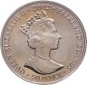 Купить Фолклендские острова 50 пенсов (pence) 2002 "50 лет правлению Королевы Елизаветы II - Скипетр и держава", Цветное покрытие