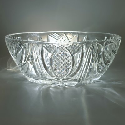 купить Конфетница (фруктовница) с рельефным декором, хрусталь, алмазная грань, СССР, 1970-1990 гг.