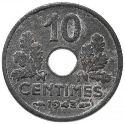 Купить Франция 10 сантимов (centimes) 1943-1944