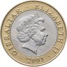 Купить Гибралтар 2 фунта (pounds) 2001 "200 лет флагу Великобритании (Union Jack)"