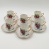 Купить Сервиз кофейный с цветочным декором на 6 персон (15 предметов), фарфор, деколь, золочение, Западная Европа, 1960-1980 гг.