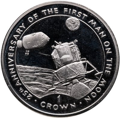 купить Гибралтар 1 крона (crown) 1994 "25 лет первой высадки человека на Луну"