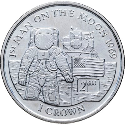 купить Остров Мэн 1 крона (crown) 2000 BUNC 30 лет первому человеку на Луне