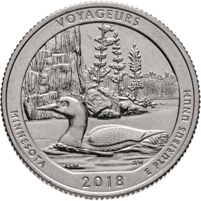 купить США 25 центов (квотер, 1/4 доллара, quarter dollar) 2018 "Национальный парк Вояджерс, Миннесота", знак монетного двора: "S" - Сан-Франциско