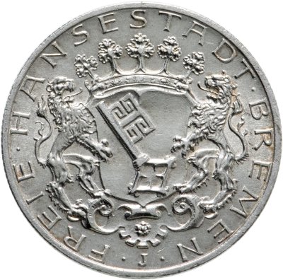 купить Германская империя, Бремен 2 марки 1904 Знак монетного двора "J" - Гамбург