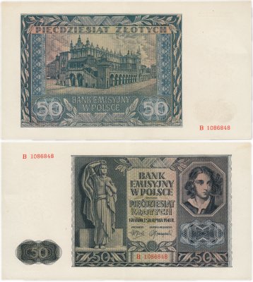 купить Польша (Германская оккупация) 50 злотых 1941 Pick 102