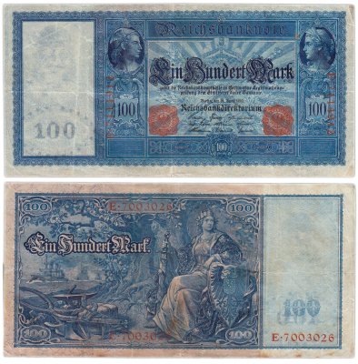купить Германия 100 марок 1910 красная печать