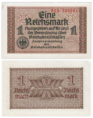 купить Германия 1 рейхсмарка (reichsmark) 1940-1945 "Немецкие оккупационные территории"