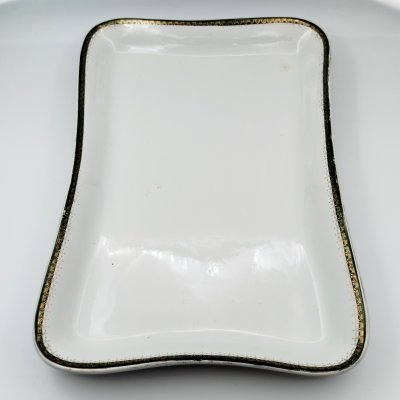 купить Блюдо сервировочное прямоугольной формы, фаянс, деколь, золочение, Товарищество М.С. Кузнецова, Российская империя, 1889-1917 гг.