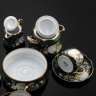 Купить Сервиз чайный на 4 персоны с золотым цветочным декором на зеленом фоне (11 предметов), фарфор, роспись, золочение, Товарищество М.С. Кузнецова в Вербилках (г. Дмитров), Российская империя, 1889-1917 гг.