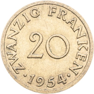 купить Саар 20 франков (francs) 1954