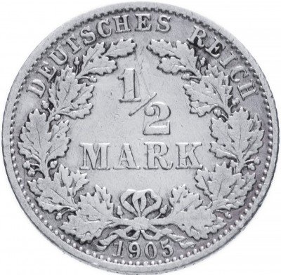купить Германия (Германская Империя) 1/2 марки 1905 "А"