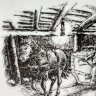 Купить Тарелка с изображением конюшни, фарфор, деколь, золочение, Mitterteich Bavaria, Германия, 1960-1980 гг.