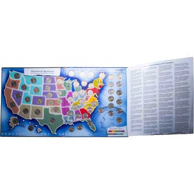 купить США Полный набор 25 центов (квотер) 1999-2009гг (P, D) из серии "Штаты и Территории" (56 монет в альбоме)