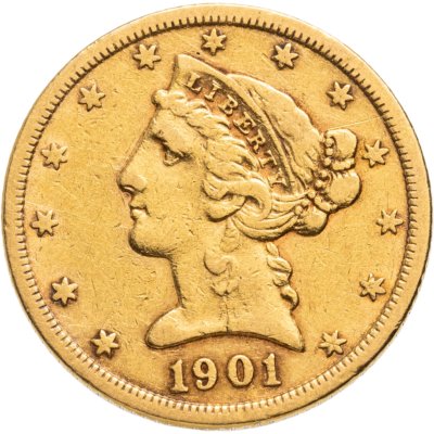 купить США 5 долларов 1901, знак монетного двора: "S" - Сан-Франциско