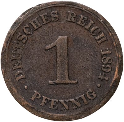 купить Германия 1 пфенниг 1894, знак монетного двора: "А" - Берлин
