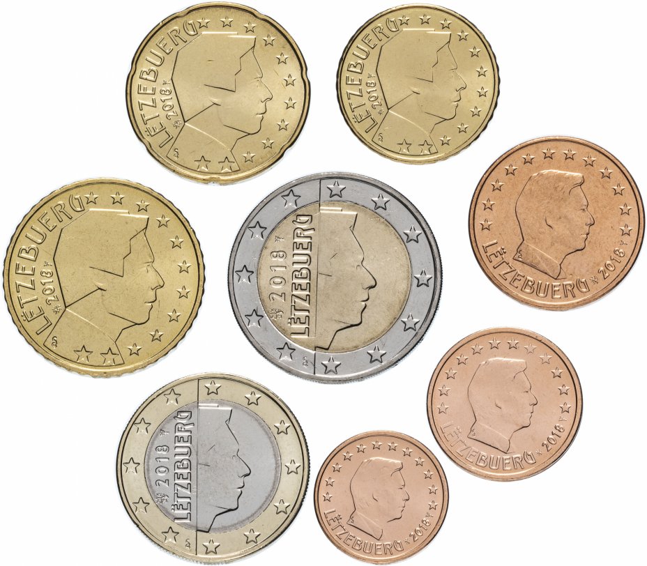 купить Люксембург полный годовой набор евро для обращения 2018 (8 штук, UNC)
