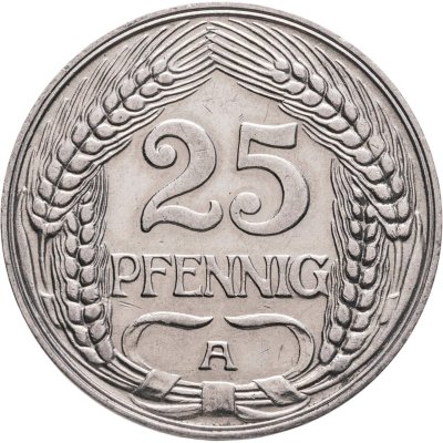 купить Германия 25 пфеннигов (pfennig) 1911, знак монетного двора: "A" - Берлин
