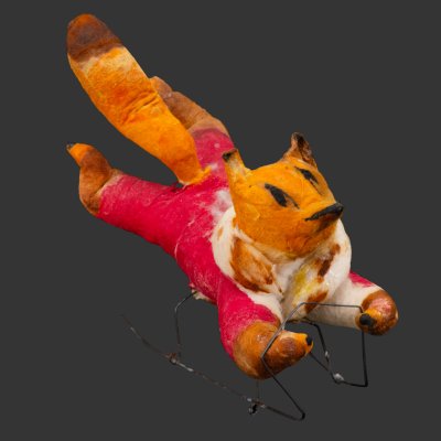 купить Игрушка ёлочная "Лиса на санках", Артель "Ёлочная игрушка" г. Москва, вата, роспись, металл, СССР, 1930-1940 гг.