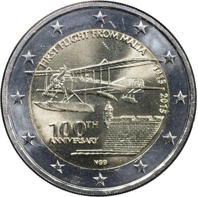 купить Мальта 2 евро (euro) 2015 100-летие официального полёта, отправленного с Мальты