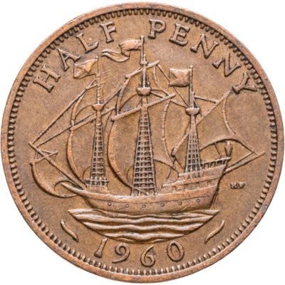 купить Великобритания 1/2 пенни (penny) 1960
