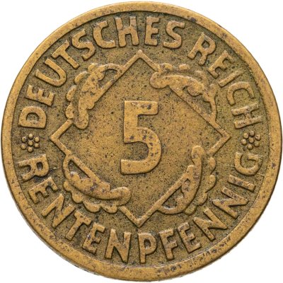 купить Германия 5 рентенпфеннигов (rentenpfennig) 1924 А