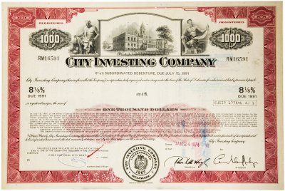 Купить Акция США CITY INVESTING COMPANY,  1972-1974 гг.