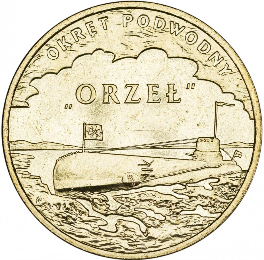 купить Польша 2 злотых 2012 "Польские суда - Подводная лодка «Орел»"