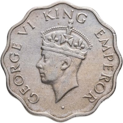 купить Индия (Британская) 1 анна (anna) 1940 • Лилии на короне не пересекают полудугу знак монетного двора: "•" - Бомбей