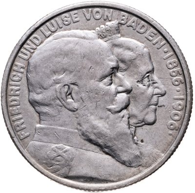 купить Германская Империя, Баден 2 марки (mark) 1906 "50 лет свадьбе Фридриха I и Луизы Прусской"