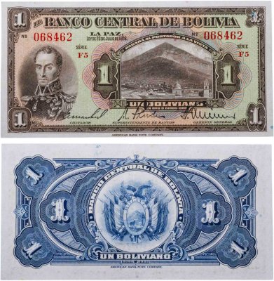 купить Боливия 1 боливиано 1928 (Pick 118a(5-2)