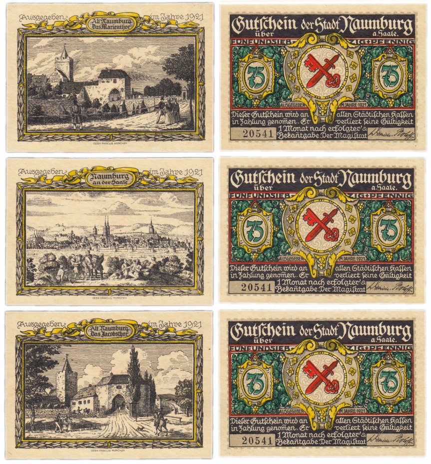купить Германия (Саксония: Наумбург) набор из 3-х нотгельдов 1921