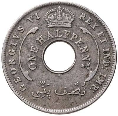купить Британская Западная Африка 1/2 пенни (penny) 1937 Знак монетного двора: "Н"