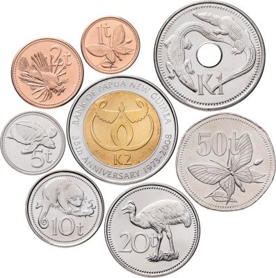 купить Папуа - Новая Гвинея набор из 8 монет 1995-2014, случайный год