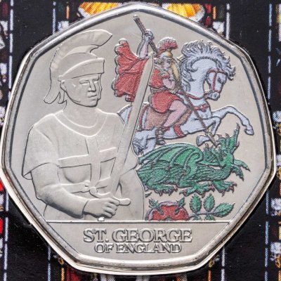 купить Джерси 50 пенсов 2024 «Святые покровители Британских Островов - Святой Георгий Английский»
