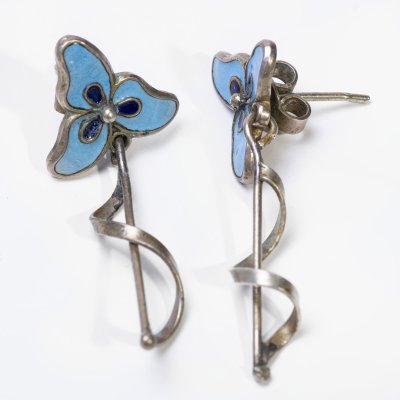 купить Серьги "Орхидея" со съемными подвесками, металл, эмаль, Россия, 1990-2000 гг.