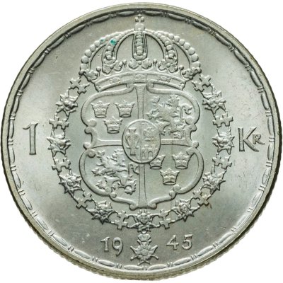 купить Швеция 1 крона 1945 Густав V