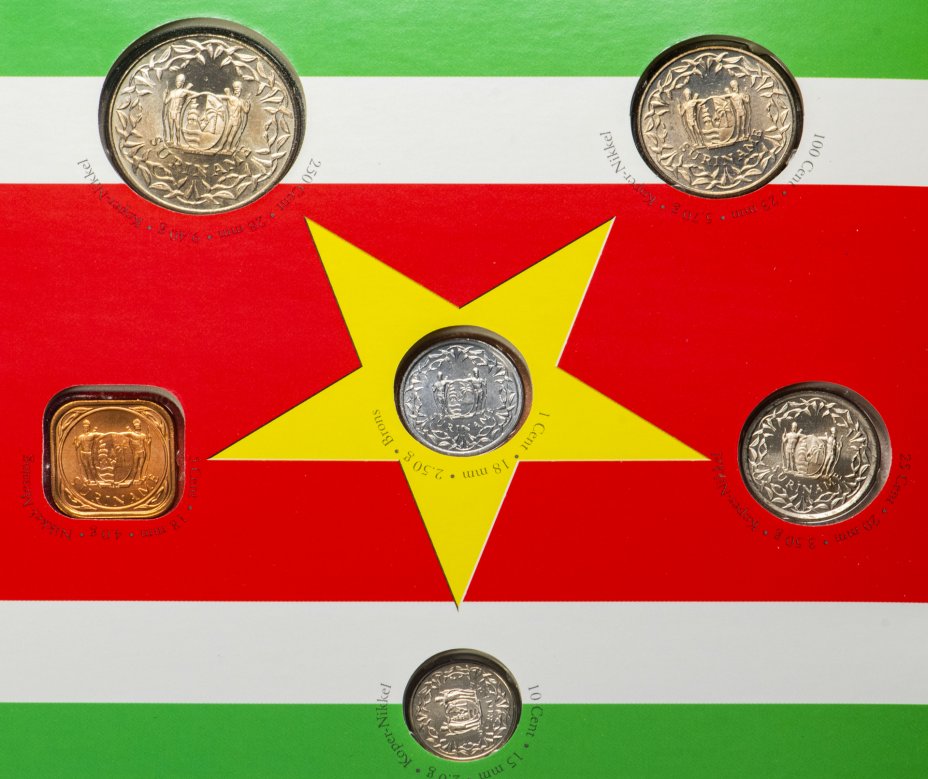 купить Суринам  1975-2005 официальный набор из 6 монет в буклете