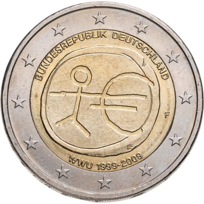 купить Германия 2 евро 2009 F "10 лет Экономическому и валютному союзу"