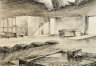 Купить Картина (архитектурный набросок, проект общественного пространства), бумага, ручка, в современной раме под стеклом, СССР, 1950-1970 гг.
